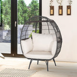 Tangkula Oversized Wicker Egg Chair, Stationary Patio Lounge Basket w/ 4 Soft Cushions, Stable Metal Frame, Gorgeous Indoor Outdoor Lounge Chair, Ideal for Living Room, Backyard, 450 LBS Max Load Tangkula