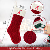 VRFASHION Christmas Stockings with Initials, Letter A Embroidered Xmas Stockings, 18" Large Monogram Knitted Xmas Stocking, Christmas Party Fireplace Family Hanging Stocking Decorations(1 Pack, Red) VRFASHION