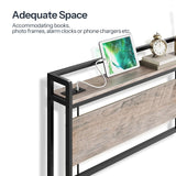 HOOBRO Full Size Headboard, Headboard with 2 Outlets and 4 USB Ports, Adjustable Height, Storage Rack, Sturdy and Stable, Easy Assembly, Greige and Black HOOBRO