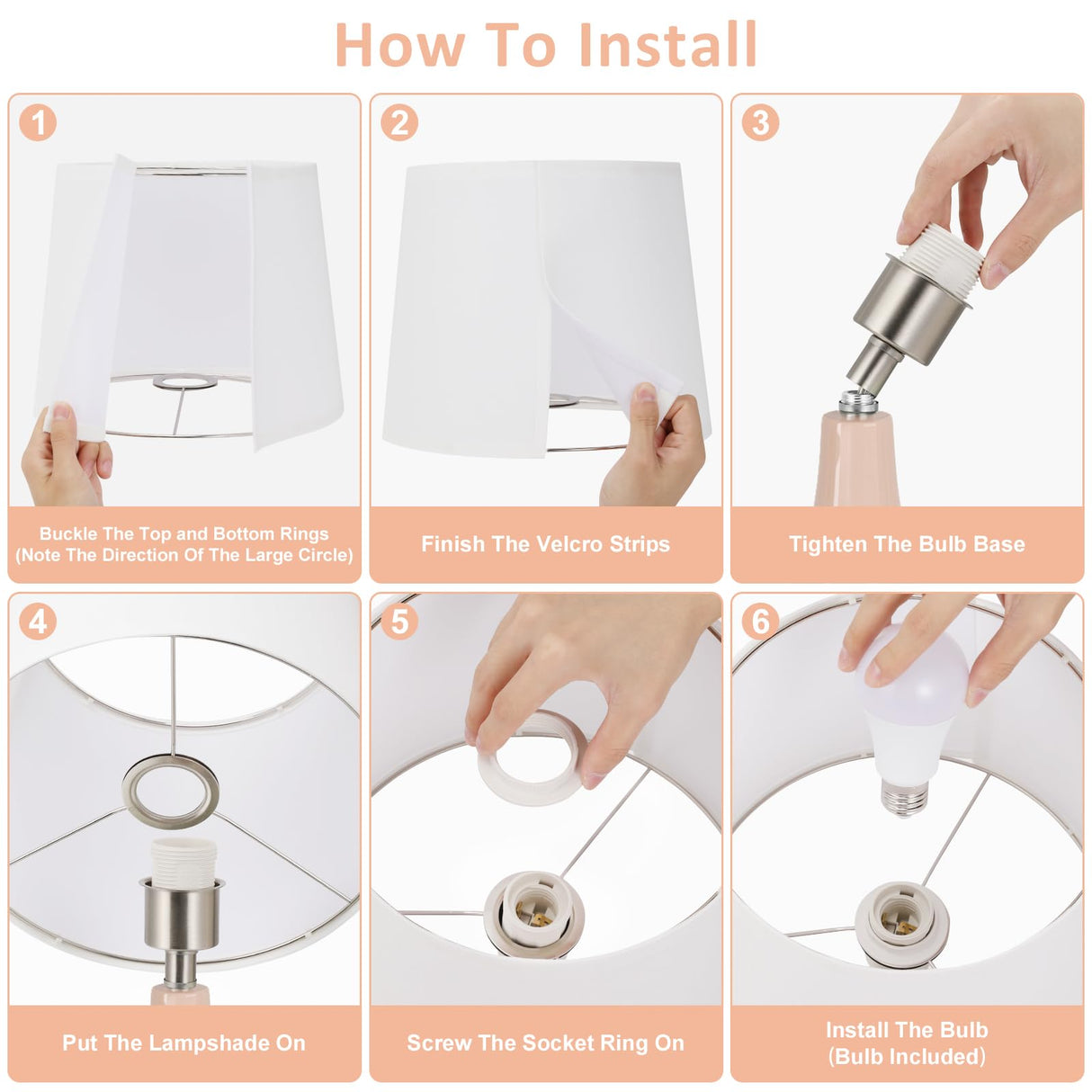 Seealle 19.4" Modern Ceramic Table Lamps for Night Stands - Bedside Lamps Set of 2 for Nightstand, Pink Bedroom Lamp for Living Room Cute Desk End Table Office Guest Room Dresser Rocker Swtich Seealle