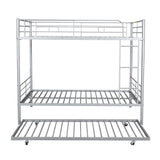 Harper & Bright Designs Full Over Full Metal Bunk Bed with Trundle, Ladder & High Guardrail, Able to Split, Noise Free, Heavy-Duty Steel Loft Bed Frame with Safety Rail for Bedroom, Dorm (Silver) Harper & Bright Designs
