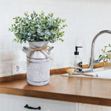 Winlyn Farmhouse Galvanized Metal Milk Can with Artificial Eucalyptus Greenery Arrangement Fake Plants Farmhouse Centerpieces 11.8" Tall for Rustic Country Wedding Home Table Tiered Tray Shelf Décor Winlyn