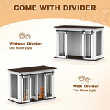 RQZ Double Dog Crate Furniture for 2 Dogs Heavy Duty Wood Dog Cage Table with 2 Sliding Doors and Removable Divider Large Wooden Dog Kennel Indoor for Medium Large Dogs (46.4" L x 23.4" W x 35.0" H) RQZ