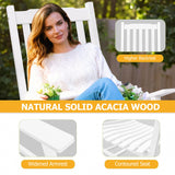 Flamaker Outdoor Rocking Chair Oversized Wooden Patio Chairs with Widened Armrest High Back Porch Rocker for Lawn, Garden, Backyard, Fire Pit (White) Flamaker