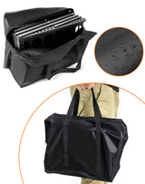 QWORK Magazine Brochure Display Rack Stand, 4 Pocket Foldable Literature Catalog Rack Book Holder Tradeshow Display Stand, for Office Store and Exhibition Trade Show (Black) QWORK