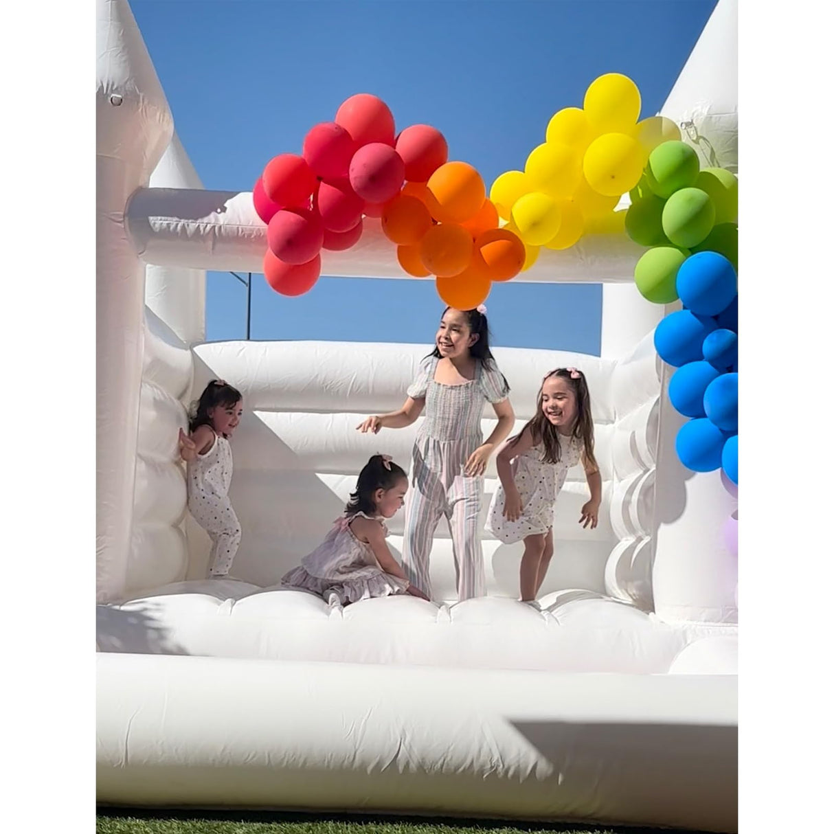 WARSUN 10x8x8FT White Bounce House with Ball Pit & Air Blower All PVC Commercial Grade Inflatable White Bounce House Caslte for Kids Birthday Baby Shower Business Photography WARSUN