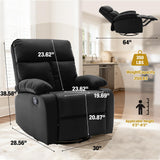 GNMLP2020 Rocking Recliner, 360° Swivel Recliner Chairs for Adults, Small Rocker Recliners for Small Spaces, Living Room, Bedroom, Nursery, RV, Black GNMLP2020