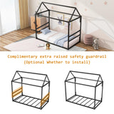 Kuurfuurdo Twin House Bed with Canopy, Montessori Floor Bed Frame Metal Platform Tent Bed for Bedroom Playroom, Black kuurfuurdo