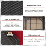 Oakcloud 7-Piece Outdoor Patio Furniture Sofa Set Black Rattan Wicker Sectional Conversation Sets with Glass Top Table and Cushions(Red) Oakcloud