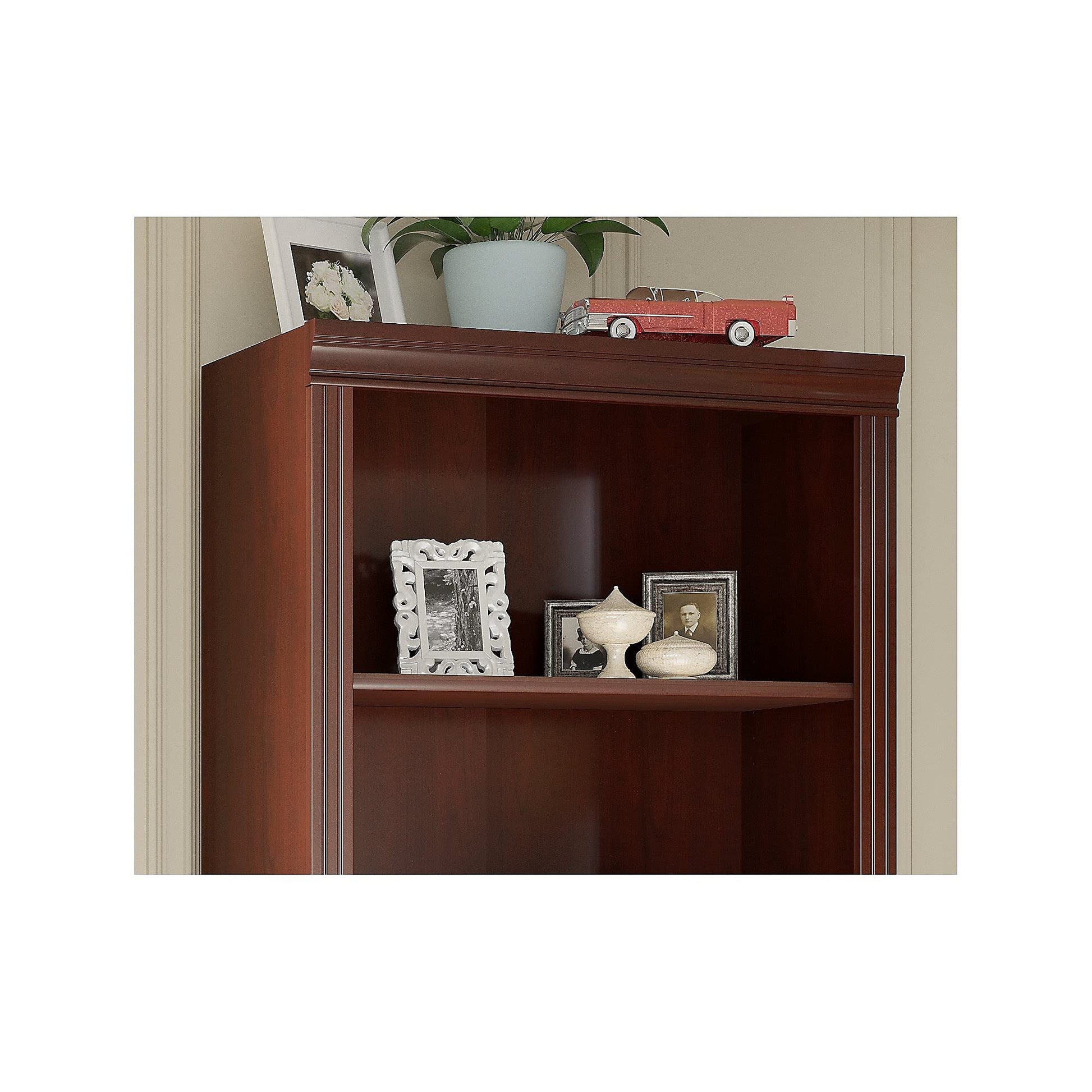 Timeless Arlington Tall 5 Shelf Bookcase in Harvest Cherry by Kathy Ireland Home - WoodArtSupply