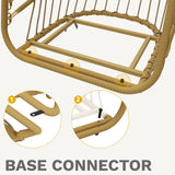 DWVO Wicker Swing Egg Chair 300lbs Capacity - Foldable Hanging Hammock with Cushions & Stand, Indoor/Outdoor Patio Swing Chair for Bedroom, Garden, Balcony (Beige) DWVO