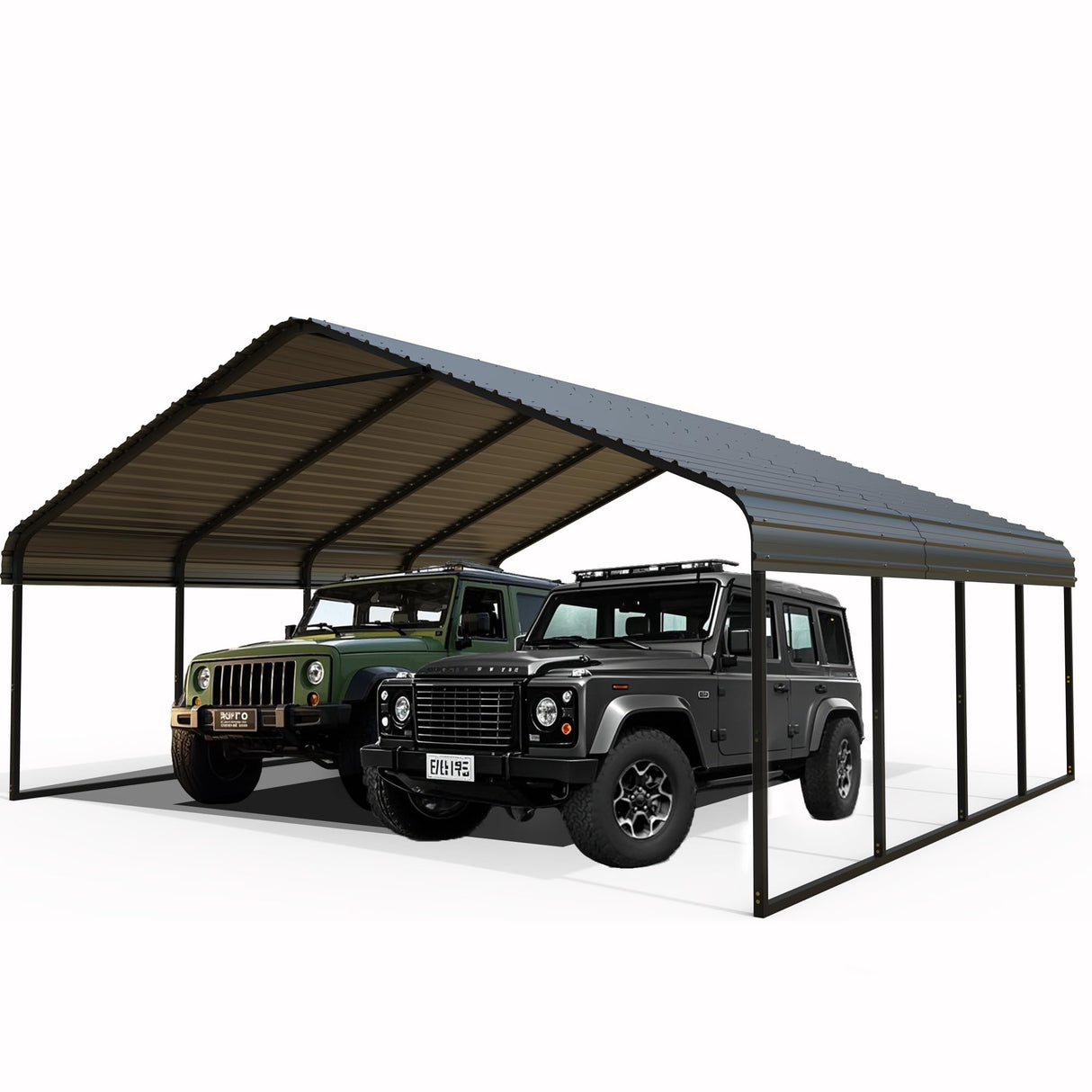 20x20 FT Metal Carport Canopy Heavy Duty with Galvanized Steel Roof & Frame, All-Weather Portable Car Garage Shelter for Cars, Safe Boat Cover Car Ports for Yard Poborin