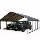 20x20 FT Metal Carport Canopy Heavy Duty with Galvanized Steel Roof & Frame, All-Weather Portable Car Garage Shelter for Cars, Safe Boat Cover Car Ports for Yard Poborin