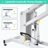 43.3" Hydraulic Dog Grooming Table for Pet, Heavy Duty Structural Hydraulic Max Load 350Lbs Professional Pet Grooming Table with Adjustable Overhead Arm & Noose Height Range 22''-39'' (WHITE) Garvee