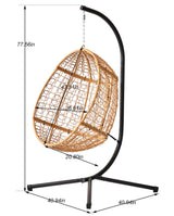 Indoor/Outdoor Hanging Chair/Hammock Chair with Stand, Hanging Swing Egg Chair with Removable & Washable Grey Cushions for Bedroom Living-Room Balcony or Patio Topfuca