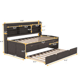 Harper & Bright Designs Twin Size Captain's Daybed with Trundle, Drawers & Bookcase in Antique Gray Harper & Bright Designs
