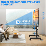 Rfiver Upgraded Rolling TV Stand with Power Outlet for 32-83 Inch TVs, Heavy Duty Mobile TV Cart on Wheel up to 110 lbs, Height Adjustable Portable TV Stand with Shelf for Bedroom, Living Room, Office Rfiver