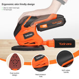 Yunirvana 20V Cordless Sander, Detail Sanders, 20Pcs Sandpapers,12000 RPM Sanders with Dust Collection System for Tight Spaces Sanding in Home Decoration, Battery and Charger Included Yunirvana