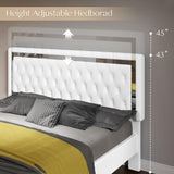 Jocisland Velvet Upholstered Queen Bed Frame with Adjustable LED Headboard & Footboard in White Jocisland