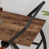 LVB Industrial Kitchen Bar Cart, Farmhouse Beverage Serving Liquor Cart with Wheels, Wood and Metal Rolling Wine Cart with Storage Shelf, Microwave Drink Cart for Home Living Dining Room, Rustic Brown LVB
