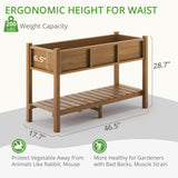 LUE BONA Raised Planter Box with Legs, 47 * 18 * 29 in, Raised Garden Bed with Tools and Storage Shelf, Weather Resistant, 3-Year Warranty, Standing Growing Bed Herb Planter for Vegetable, Brown LUE BONA