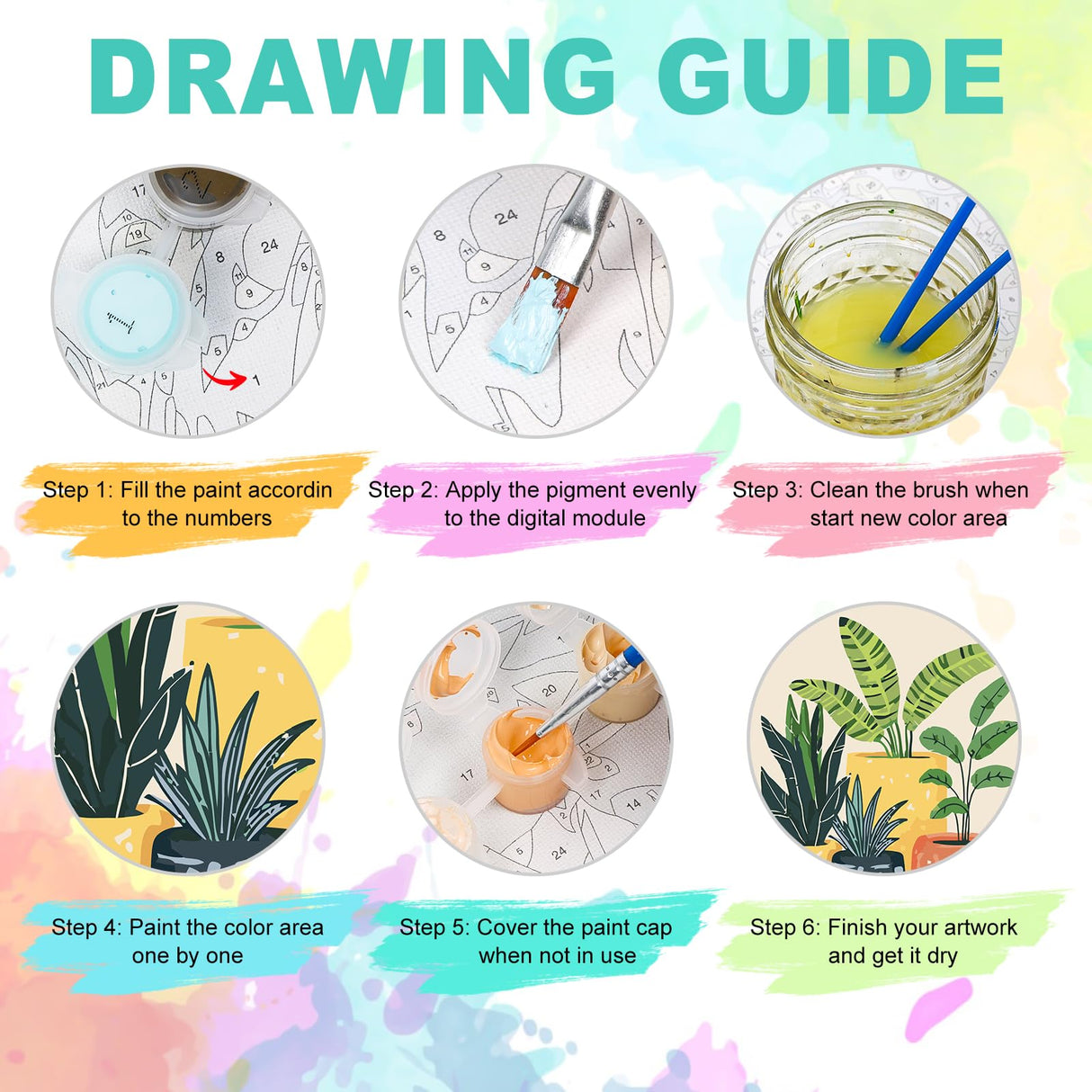 Framed Paint by Numbers Kit for Adults Beginner, Plants Easy Paint by Number Kits on Canvas Framed, Green Plant DIY Acrylic Oil Painting by Numbers with Frame for Gift Home Decor 8 x 12 inch GEEHEIY