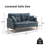 SoarTalent 56.7" Loveseat Sofa Small Couch Fabric Upholstered 2-Seat Sofa with USB Port for Small Place, Apartment, Living Room,Office(Dark Blue) SoarTalent