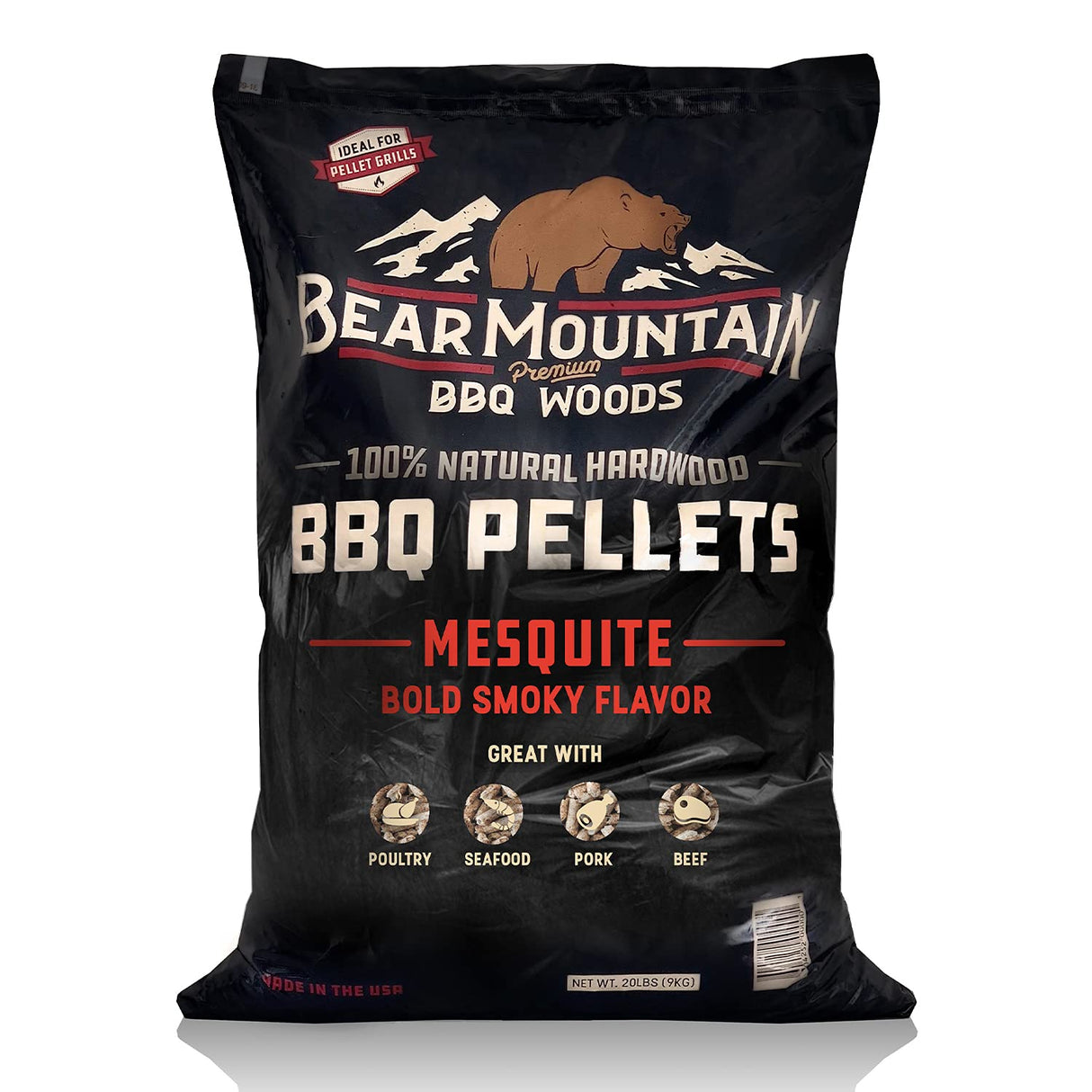 Bear Mountain All Natural Wood Pellets for Smoker, Grill & BBQ, 40 Lbs, Mesquite Bear Mountain Premium BBQ Woods