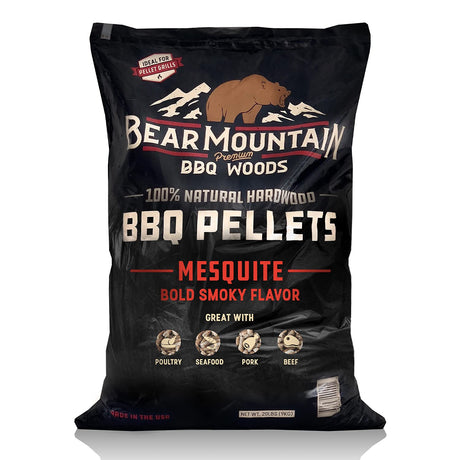 Bear Mountain All Natural Wood Pellets for Smoker, Grill & BBQ, 40 Lbs, Mesquite Bear Mountain Premium BBQ Woods