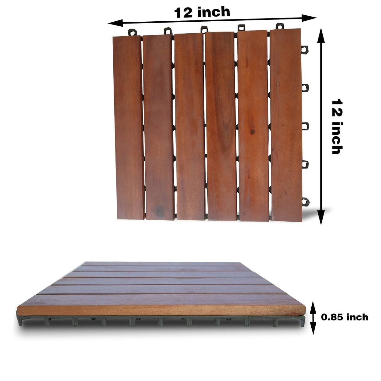 MCombo 10 Pieces Patio Wood Deck Tiles 12 x12 inches, Interlocking Deck Flooring Oiled Finish, Wood Tiles Resistant Water and Easy to Install for Outdoor Deck,Balcony and Backyard (Burgundy) MCombo