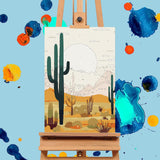 Offito 4 Pack Framed Paint by Numbers Kit for Adults Beginners with Wooden Easel, Cactus Easy Paint by Number Kit with Frame, Watercolor Adult Paint by Number Framed Canvas (8 * 12 Inch) Offito