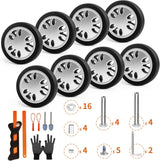 Luggage Wheels Replacement Set 8PCS 2inch TPU Rubber Wheel Convenient Upgrade Sets Smooth Silent for Suitcase Spinner Trolley Bag Drawbar Travel Box Caster Repair ASUNTOM