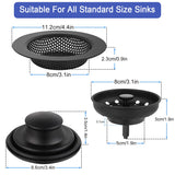 Kitchen Sink Drain Strainer 3 Pack Stainless Steel Sink Stopper, Anti-Clogging Kitchen Sink Drain Basket for Kitchen Sink Strainer Replacement Set Carry360