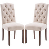 Tufted Upholstered Parsons Dining Chair Set Fabric Diner Accent Stylish Modern Kitchen Living Room with Button Sturdy Solid Wood Legs SNUGWAY