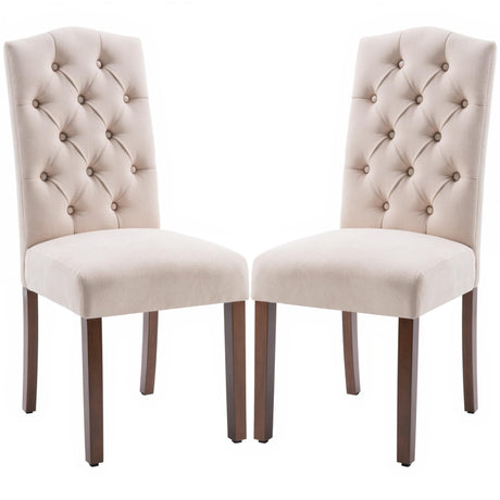 Tufted Upholstered Parsons Dining Chair Set Fabric Diner Accent Stylish Modern Kitchen Living Room with Button Sturdy Solid Wood Legs SNUGWAY