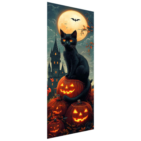 Kaliosy 5D Large Black Cat Pumpkin Diamond Art Kits for Adults, DIY Halloween Diamond Painting Full Round Drill Crystal Art - Craft Cross Stitch Embroidery for Home Wall & Office Decor 11.81x31.5 inch Kaliosy