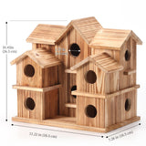 Bird Houses for Outside 10 Hole Bird House Room for 10 Bird Families Large Bird House for Garden/Courtyard/Backyard Decor Finch Bluebird Cardinals Handmade Hummingbird House YYYUAN