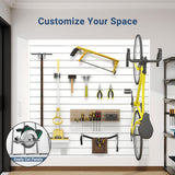 Neoaider Slatwall Panel 4 FT x 4 FT, Interlocking Slat Wall Paneling, Wall Mounted PVC Wallpanel, Suitable for Garage Storage and Organizer, Slatwall Board, Shelves - White Neoaider