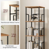 MAHANCRIS 4-Tier Rotating Bookshelf, Freestanding Corner Bookshelf, 360° Spinning Bookcase, Industrial Style Storage Rack with Rails, for Living Room, Bedroom, Study, Rustic Brown and Black BKHR1501 MAHANCRIS