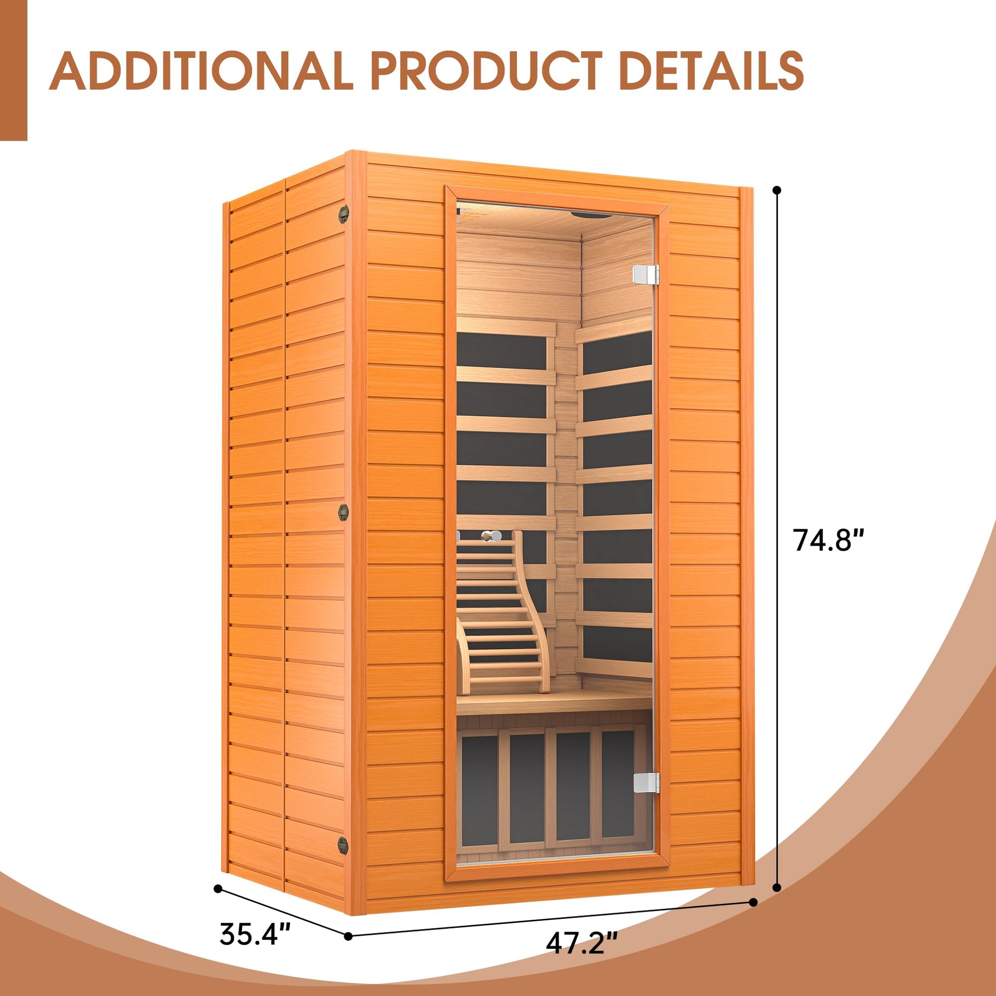 springspa Far Infrared Sauna Room, Near Zero EMF Canadian Hemlock Wood Sauna with 1800W, 9 Chromo Therapy Lights, Oxygen Ionizer, Bluetooth, LCD Control Pannel for Indoor Use, 2 Persons - WoodArtSupply