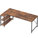 Huuger L Shaped Desk, 63 Inches Computer Desk with Reversible Storage Shelves, Gaming Desk, Corner Desk Home Office Desks, Writing Desk Study Desk with Metal Frame, Rustic Brown Huuger