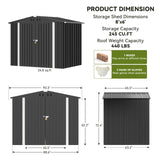 COMHOMA Shed Outdoor Storage Shed Metal,Lockable Doors Tool Sheds with Sloping Roof,Steel Garden Shed with Air Vent for Backyard,Patio,Lawn,Poolside (Grey, 8'*6') COMHOMA