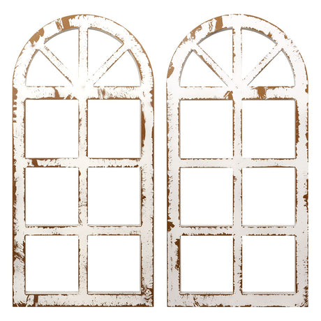 Toppay 2-Pack Distressed Arched Cathedral Window Frame Wall Decor, Antique White, 32 inchx16 inch Toppay