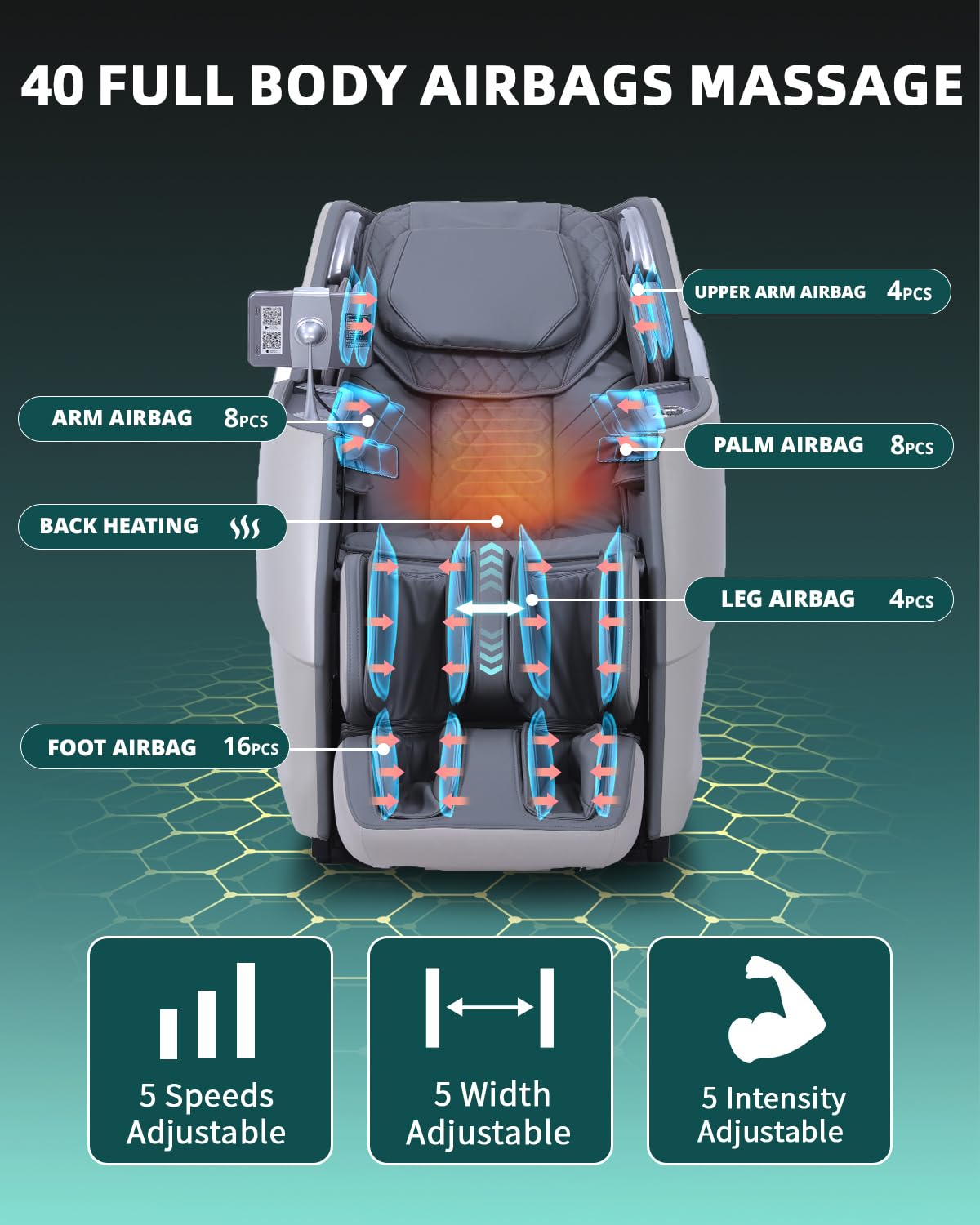 RelaxRelife Massage Chair Full Body, 4D Zero Gravity Massage Chairs, 20 Auto Modes, 11 Massage Technique, 40 Airbags Shiatsu Massage, APP Control with HiFi Bluetooth Speaker Grey RelaxRelife