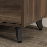 ECACAD Freestanding Kitchen Pantry Storage Cabinet with Glass Doors, Shelves & Drawers, Modern Sideboard Buffet Cabinet, Wood Kitchen Cupboard with Hutch and Hooks, Dark Brown ECACAD