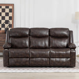 PALLOME Manual Reclining Sofa - 3 Seat Recliner Sofa with Heat & Massage Function, Wall-Hugger Reclining Sofa for Living Room (Brown) PALLOME