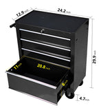 HFYee Rolling Tool Chest Metal Tool Box with Wheels Tool Cabinet Portable Tool Box with Wheels 4 Drawers Multifunctional Tool Cart with Wheels Craftsman Tool Chest, Black HFYee