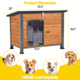 Aivituvin Dog House Outdoor & Indoor Wooden Dog Kennel for Winter with Raised Feet Weatherproof for Small & Medium & Large Dogs,Unique All-Around Iron Frame (Brown, M) Aivituvin