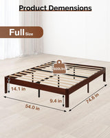 14 inch Sturdy Heavy Duty Wood Bed Frames with Wooden Slats, Full Size Platform Bed Frame, Natural Classic Design, Easy Set Up, No Box Spring Needed, Storage Space Under-Bed (Full) Generic