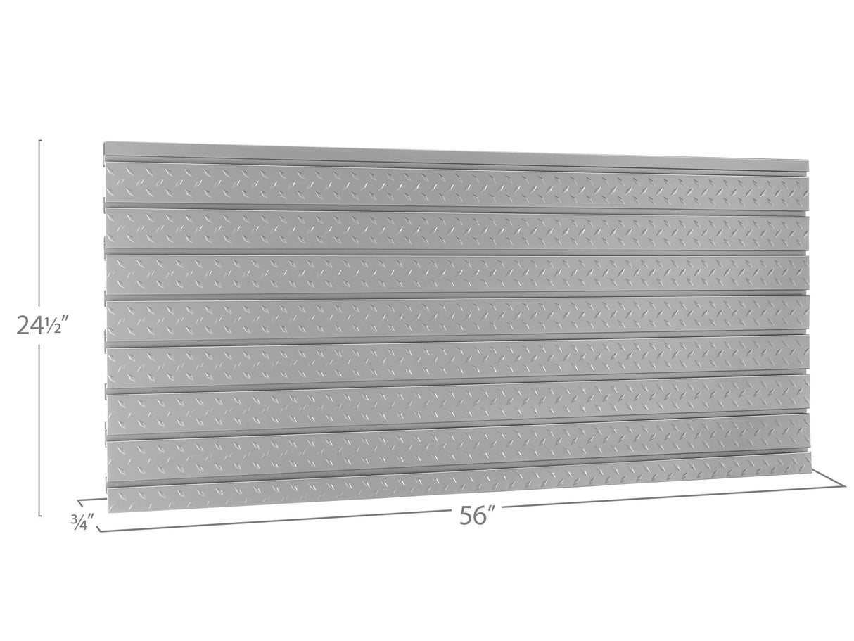 NewAge Products Pro Series 56-Inch x 24.5-Inch Diamond Plate Silver Slatwall Backsplash, Heavy Duty Steel Garage Wall Organizers, 51713 NewAge Products Inc.